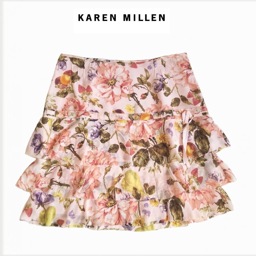 HP 🎉Karen Millen fruit & berry print silk skirt